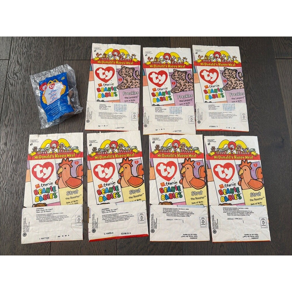 1999 McDonald's Happy Meal Paper Bags Teenie Beanie Babies Promo Nuts Squirrel